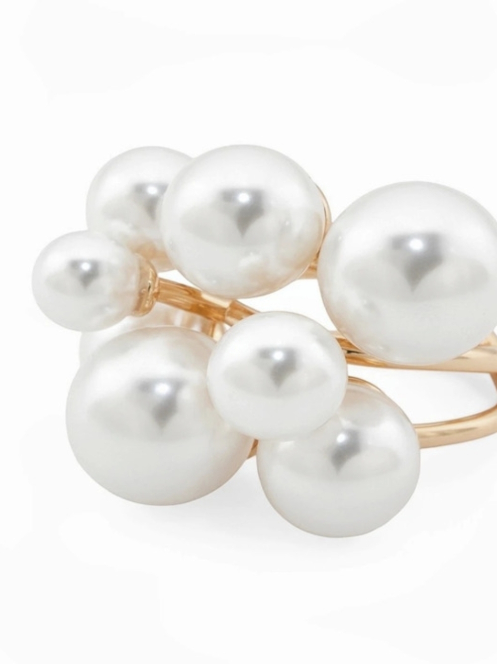 š¤āŖļøPiper K āŖļø Faux Pearl Cluster Ring in White & Gold.